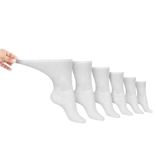 6-Pair Cotton Non-Binding Diabetic Crew Socks