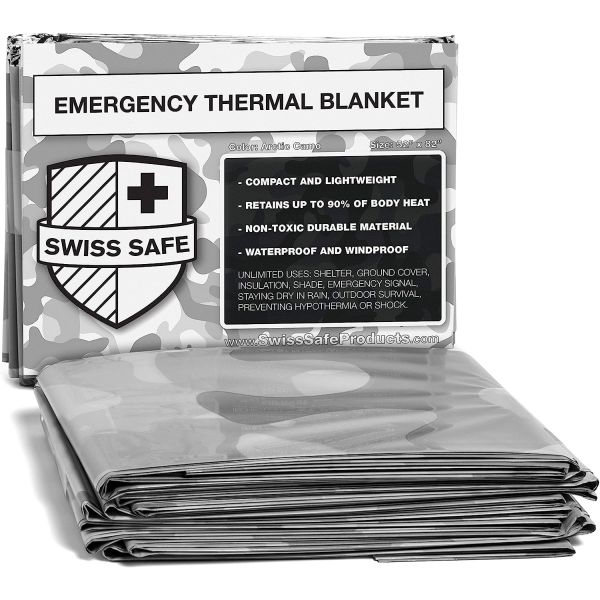 4-Pack Swiss Safe Emergency Mylar Thermal Blankets