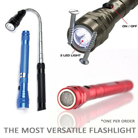 Magnetic Flex Pick Up Tool w/ LED Light Flashlight Flex Head 