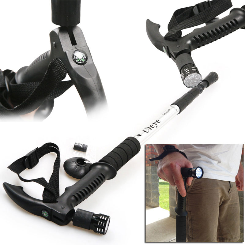 $12.45 (reg $35) Shock Absorbing Telescoping Walking Stick With 9 LED Flashlight and Compass