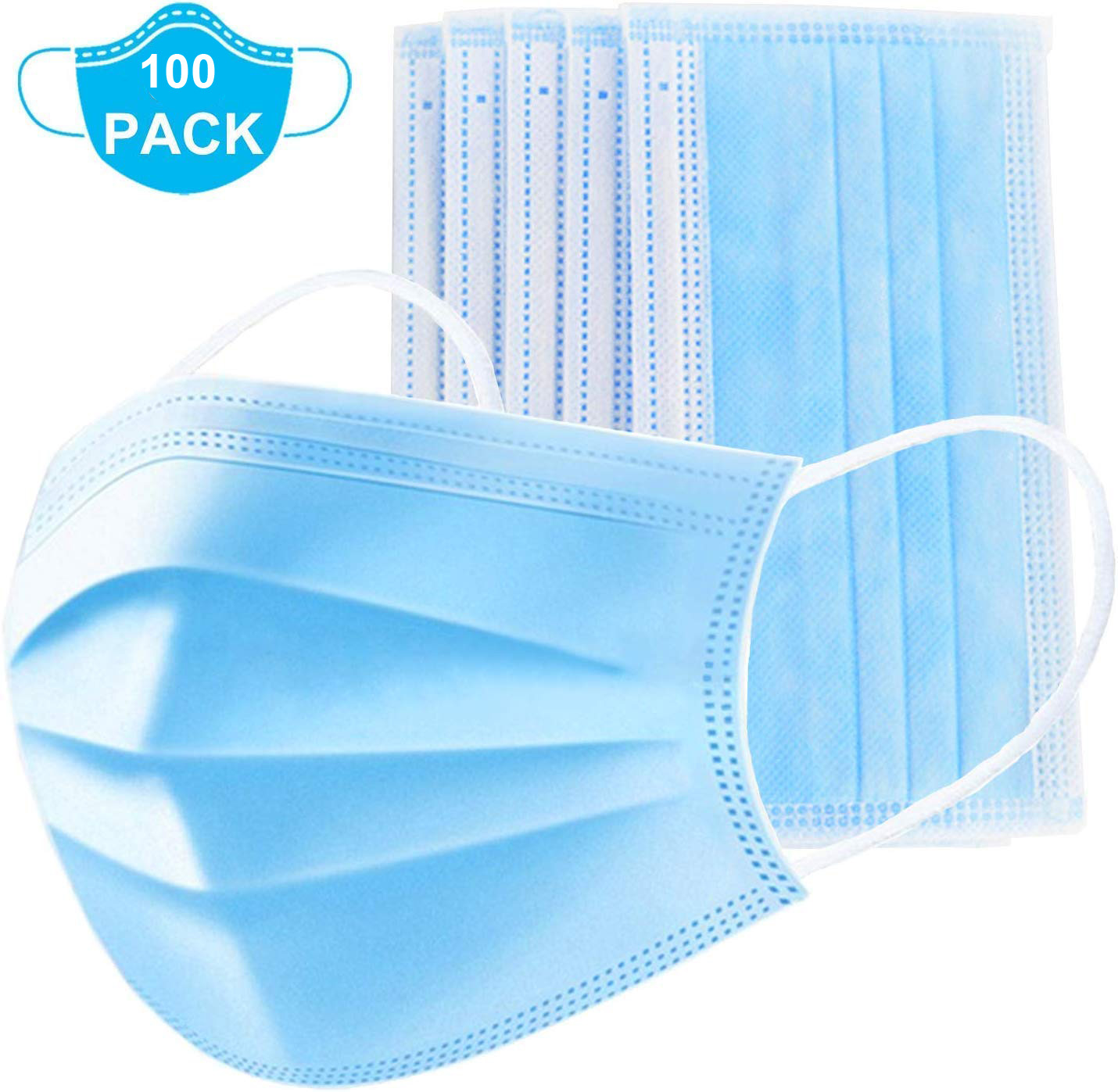 100 Pack of 3 Ply Disposable F...