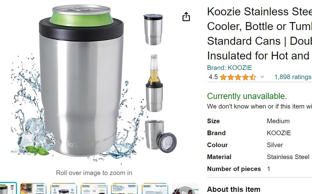 Koozie® 3-in-1 Stainless Steel Double Wall Vacuum Sealed Insulated Cooler -  Can Cooler, Bottle Holder, & Tumbler With Slide Lid - Keeps bottles, cans  and drinks cold for hours and hours! 