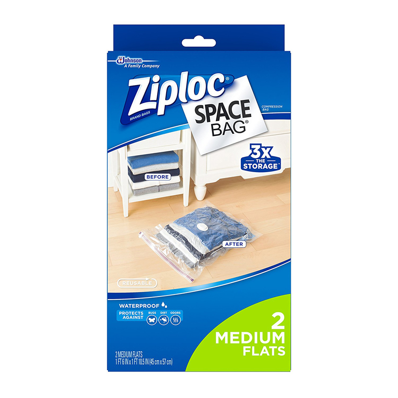 Set of 2 Ziploc Vacuum Space Bags Medium Size Store all that