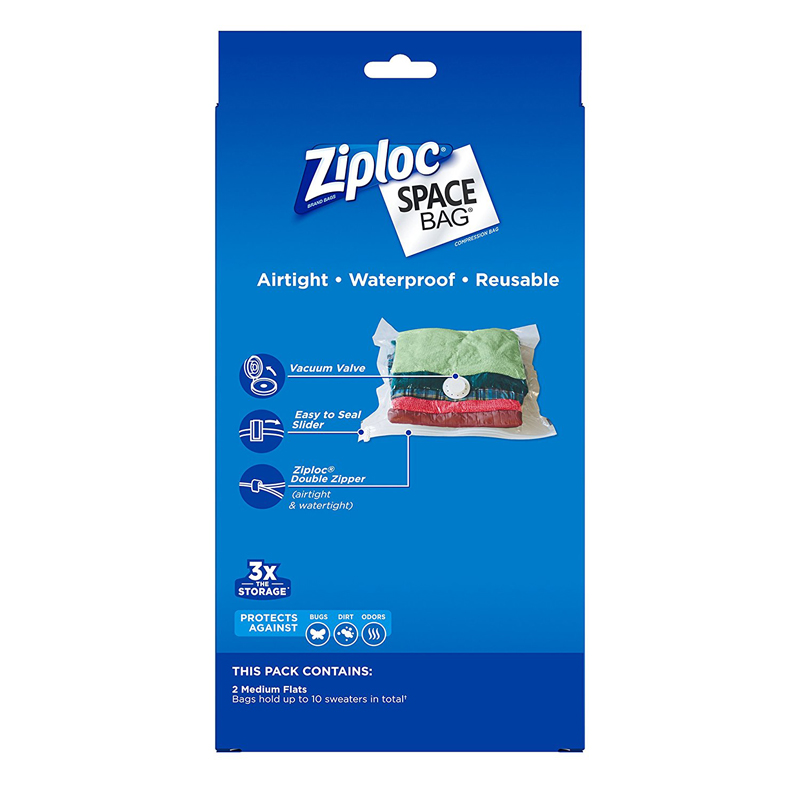 Set of 2 Ziploc Vacuum Space Bags Medium Size Store all that